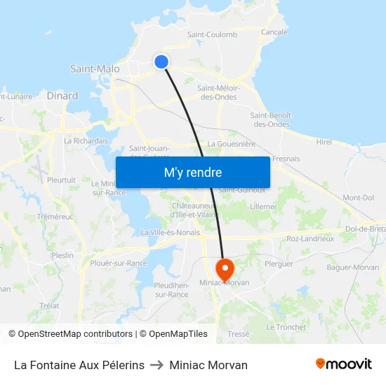 La Fontaine Aux Pélerins to Miniac Morvan map