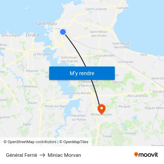 Général Ferrié to Miniac Morvan map