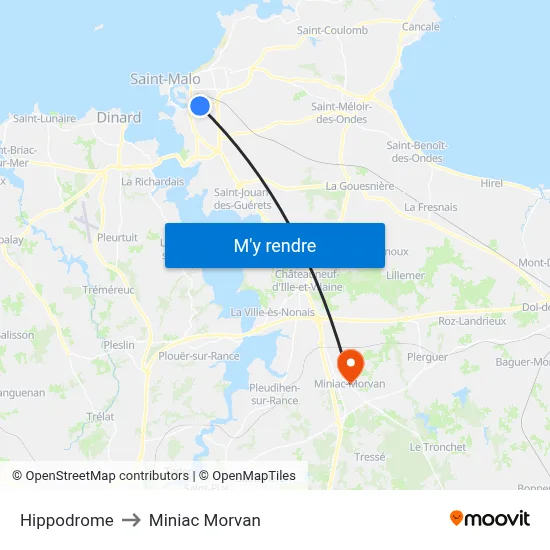 Hippodrome to Miniac Morvan map
