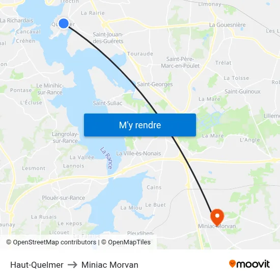Haut-Quelmer to Miniac Morvan map