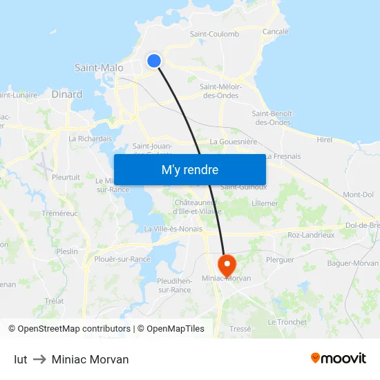 Iut to Miniac Morvan map