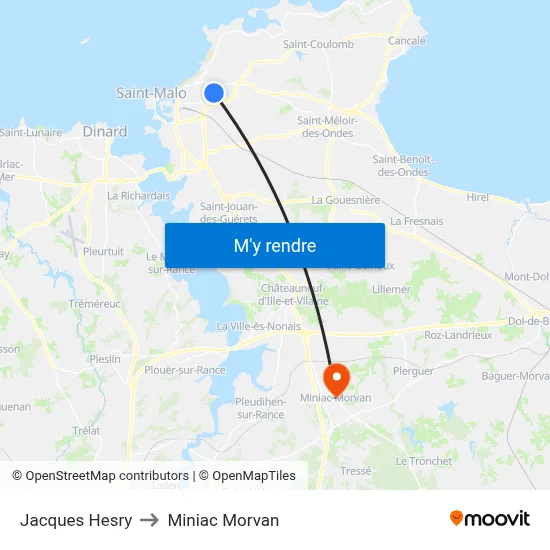 Jacques Hesry to Miniac Morvan map