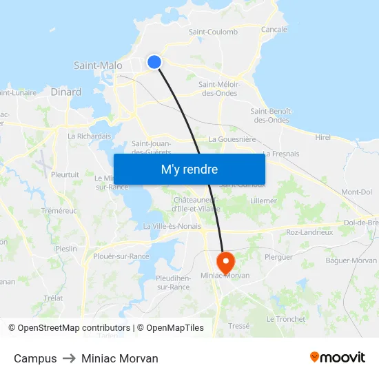 Campus to Miniac Morvan map