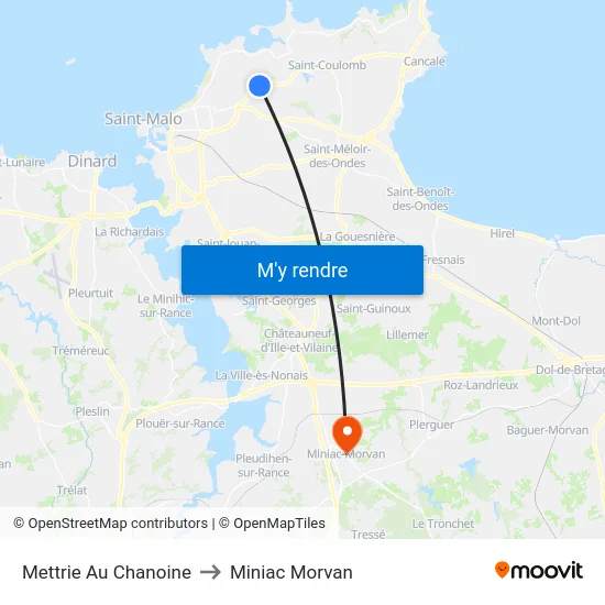 Mettrie Au Chanoine to Miniac Morvan map