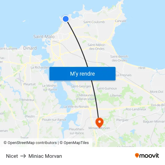 Nicet to Miniac Morvan map