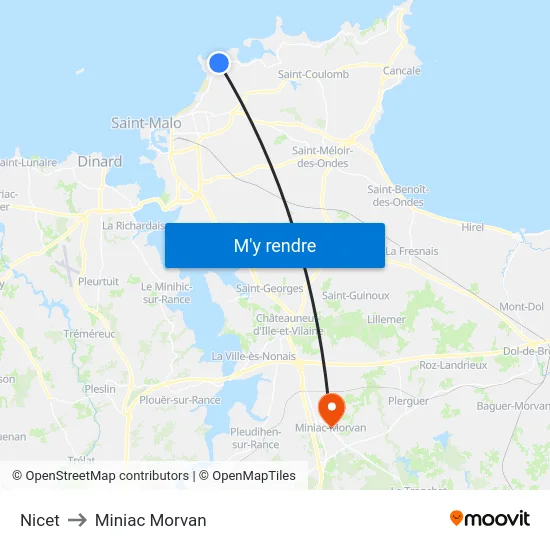 Nicet to Miniac Morvan map