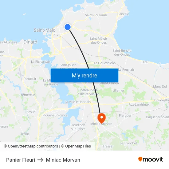 Panier Fleuri to Miniac Morvan map