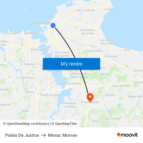 Palais De Justice to Miniac Morvan map