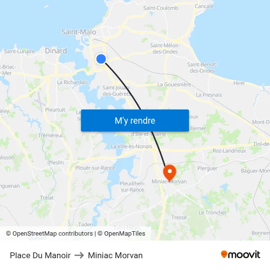 Place Du Manoir to Miniac Morvan map