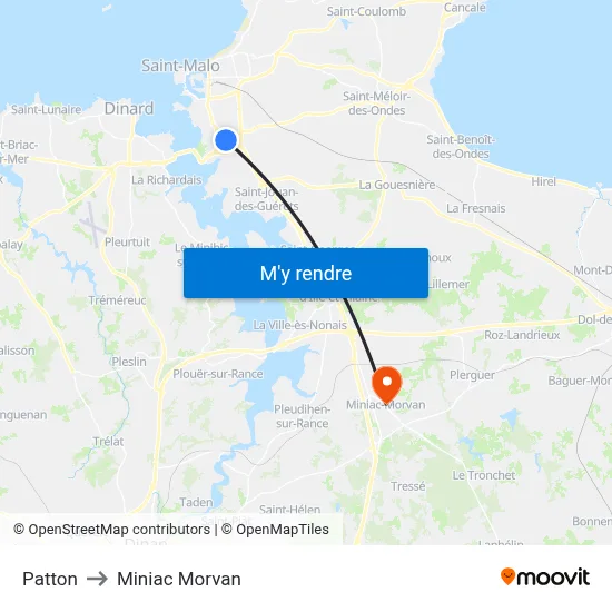 Patton to Miniac Morvan map
