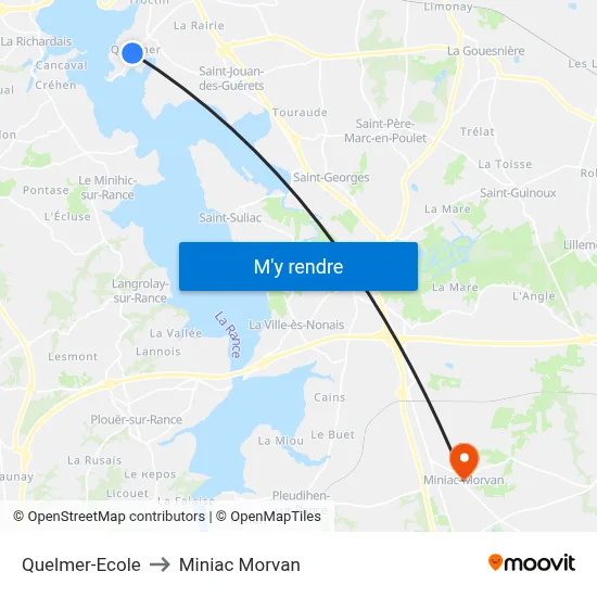 Quelmer-Ecole to Miniac Morvan map