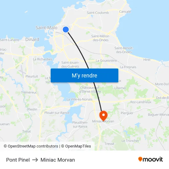 Pont Pinel to Miniac Morvan map
