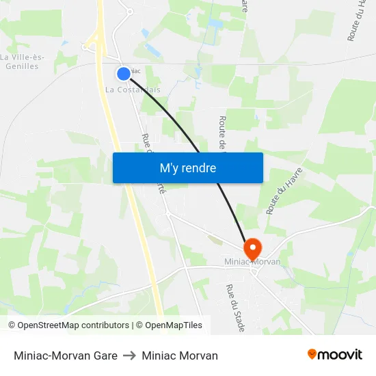 Miniac-Morvan Gare to Miniac Morvan map