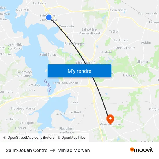 Saint-Jouan Centre to Miniac Morvan map