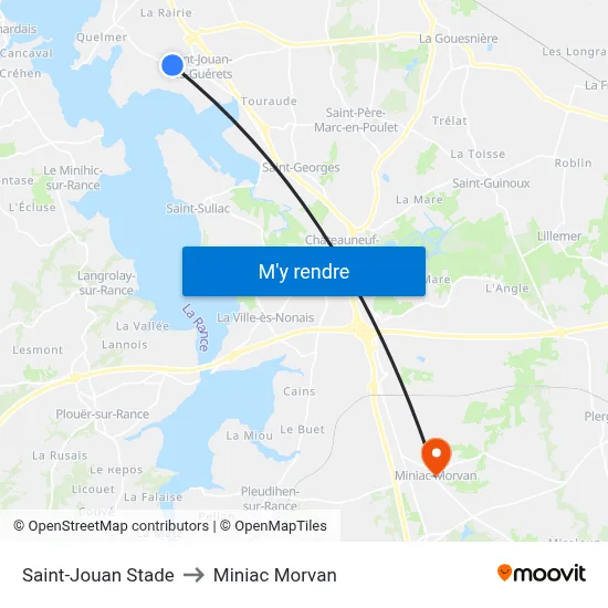 Saint-Jouan Stade to Miniac Morvan map