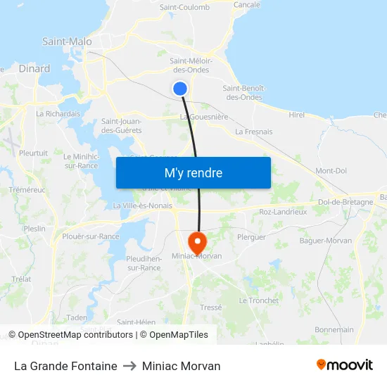 La Grande Fontaine to Miniac Morvan map