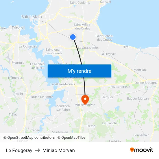 Le Fougeray to Miniac Morvan map