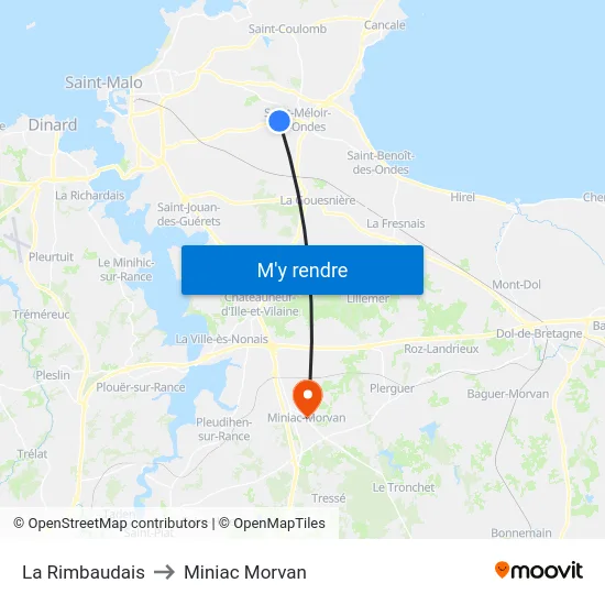 La Rimbaudais to Miniac Morvan map