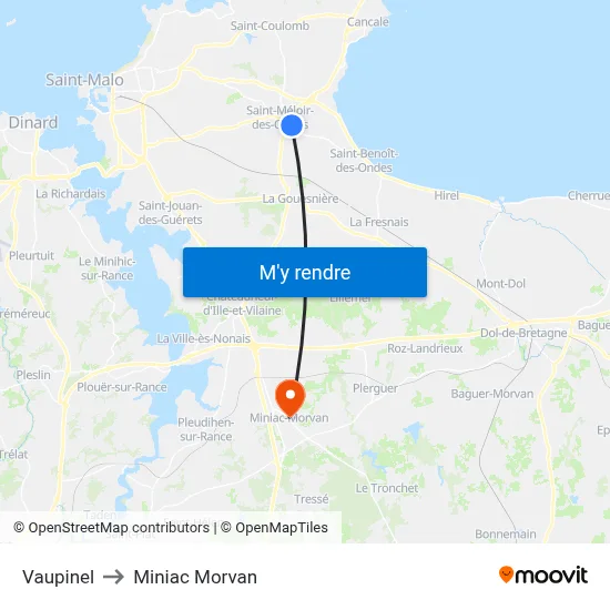 Vaupinel to Miniac Morvan map