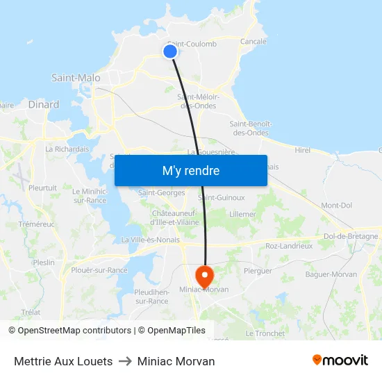 Mettrie Aux Louets to Miniac Morvan map