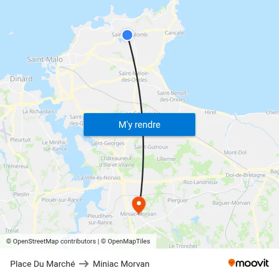 Place Du Marché to Miniac Morvan map