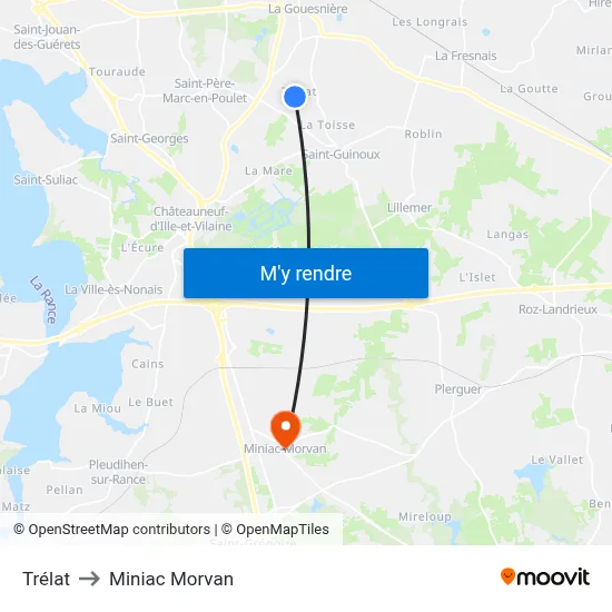 Trélat to Miniac Morvan map