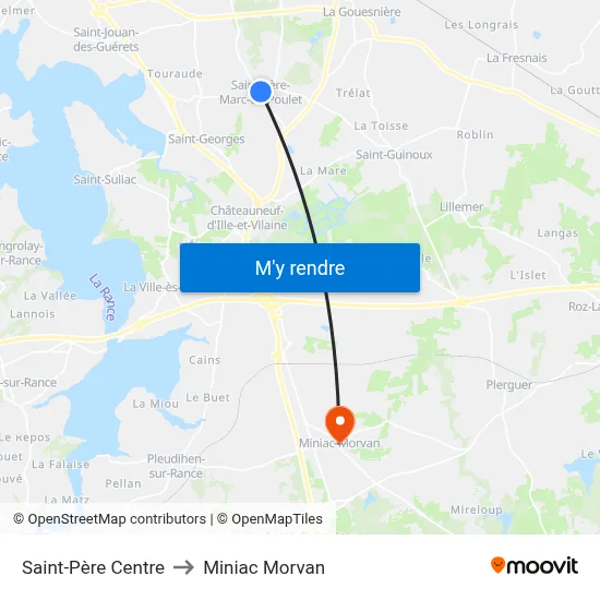Saint-Père Centre to Miniac Morvan map