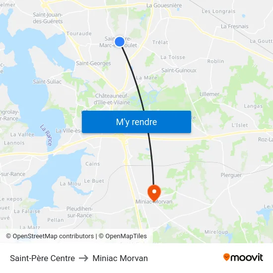 Saint-Père Centre to Miniac Morvan map