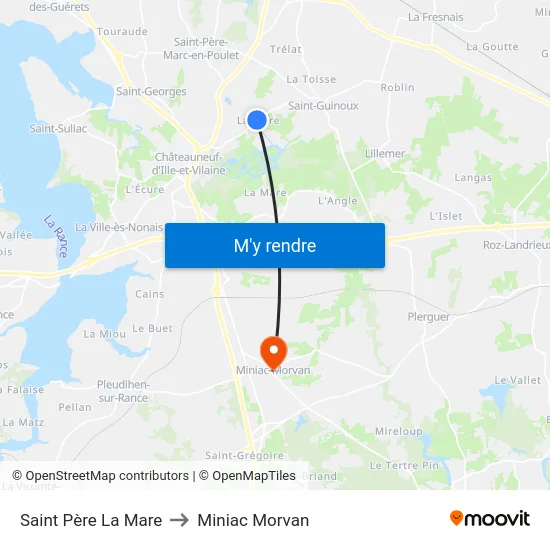 Saint Père La Mare to Miniac Morvan map