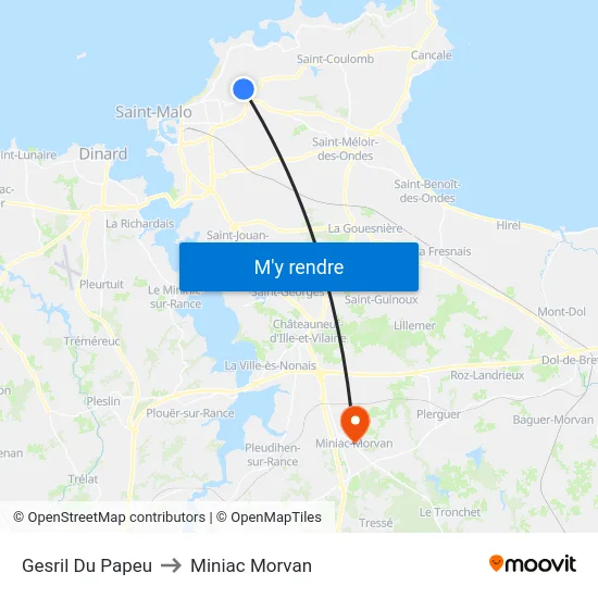Gesril Du Papeu to Miniac Morvan map