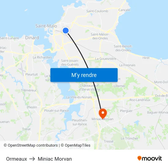 Ormeaux to Miniac Morvan map