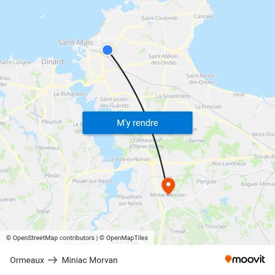 Ormeaux to Miniac Morvan map