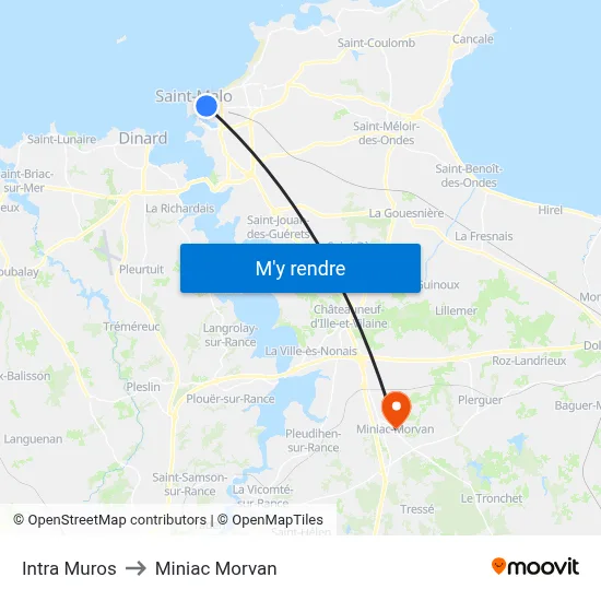 Intra Muros to Miniac Morvan map