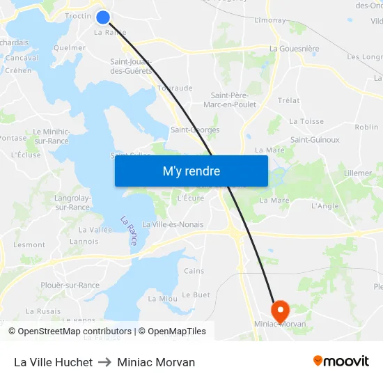 La Ville Huchet to Miniac Morvan map