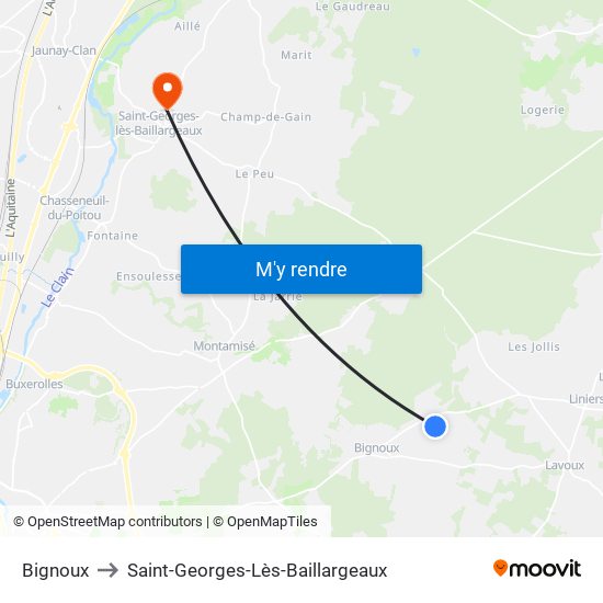 Bignoux to Saint-Georges-Lès-Baillargeaux map