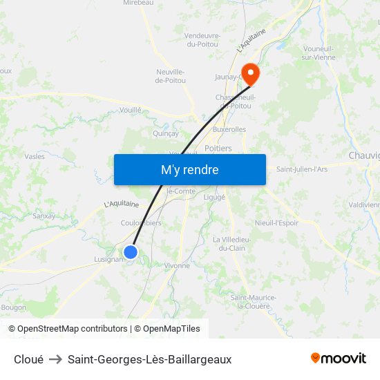 Cloué to Saint-Georges-Lès-Baillargeaux map