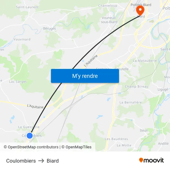Coulombiers to Biard map