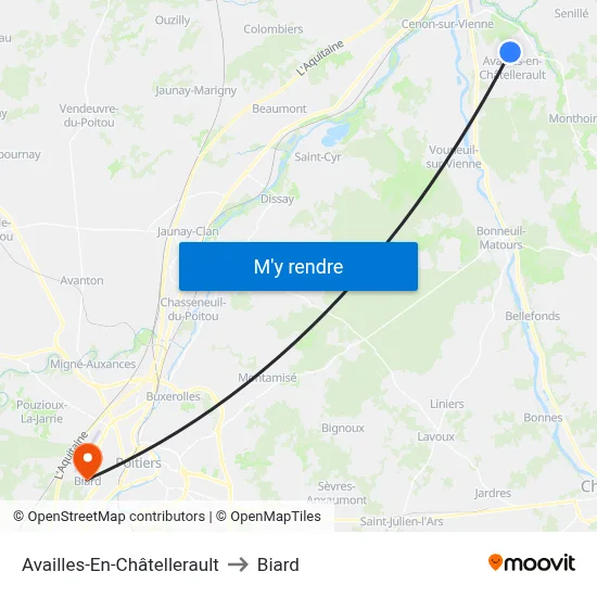 Availles-En-Châtellerault to Biard map
