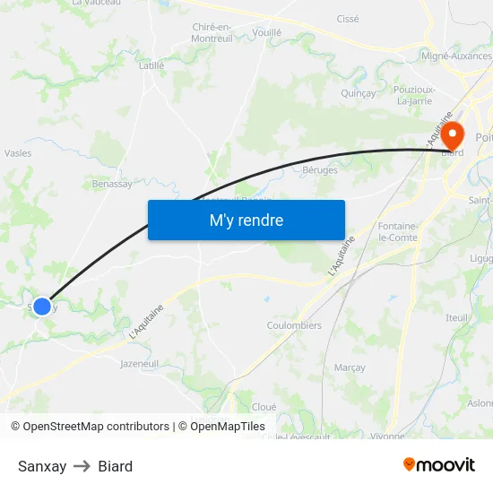 Sanxay to Biard map