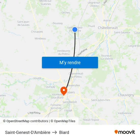 Saint-Genest-D'Ambière to Biard map