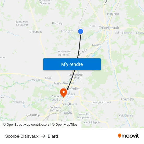 Scorbé-Clairvaux to Biard map