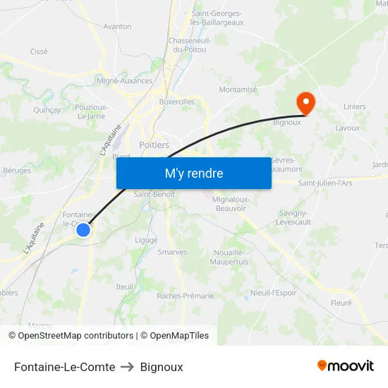 Fontaine-Le-Comte to Bignoux map