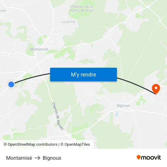 Montamisé to Bignoux map