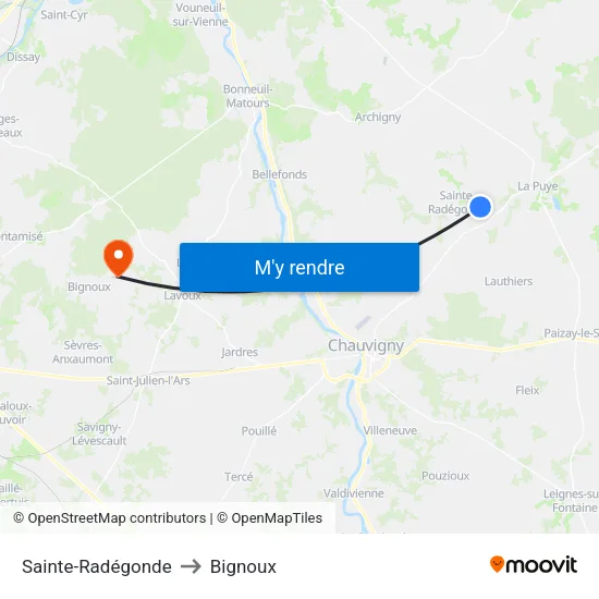 Sainte-Radégonde to Bignoux map
