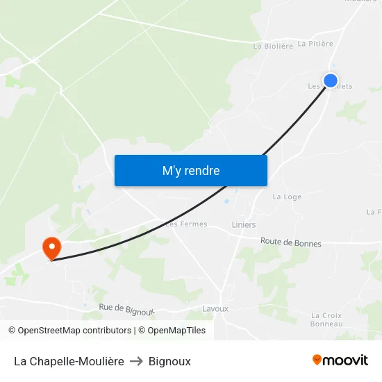 La Chapelle-Moulière to Bignoux map