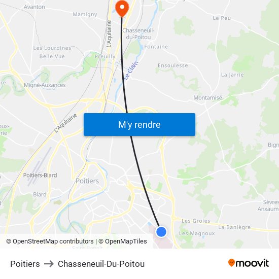 Poitiers to Chasseneuil-Du-Poitou map