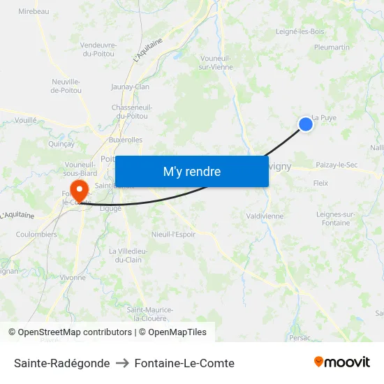 Sainte-Radégonde to Fontaine-Le-Comte map