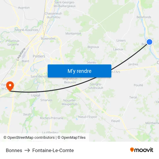 Bonnes to Fontaine-Le-Comte map