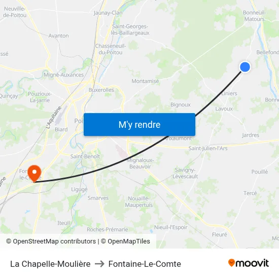 La Chapelle-Moulière to Fontaine-Le-Comte map
