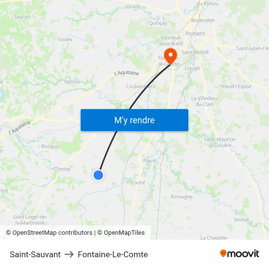 Saint-Sauvant to Fontaine-Le-Comte map